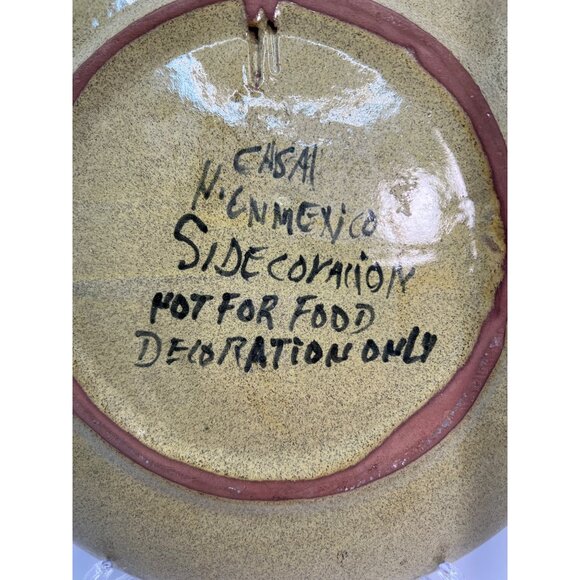 Vtg Hand Made Pottery Plate Grape Leaves & Grapes, Hand Painted - Picture 4 of 4